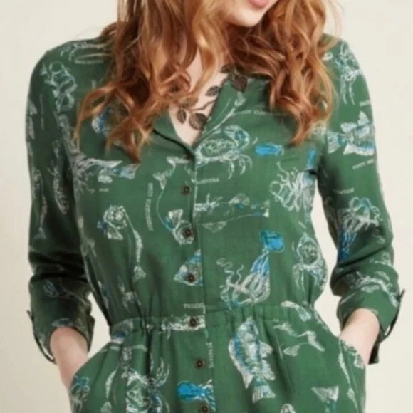 Modcloth Nautical Fish Romper Jumpsuit Medium - Picture 2 of 4